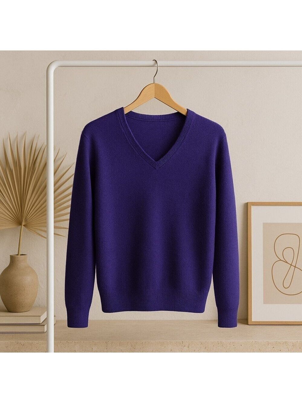 Only Mine 2-Ply Cashmere V-Neck Sweater – Size MP (Petite Medium) | Jewel Purple